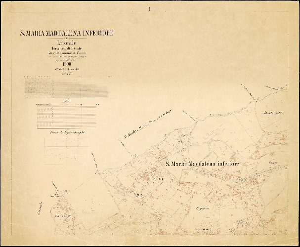 S. Maria Maddalena Inferiore nel Litorale Territorio di Trieste : distretto steorale di Trieste : litografato nell'i.r. Istituto litografico del Catasto secondo lo stato dell'anno 1900, misurato nell'anno 1860